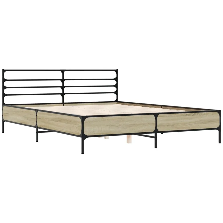 Cadre de lit sans matelas chêne sonoma 160x200 cm - 3