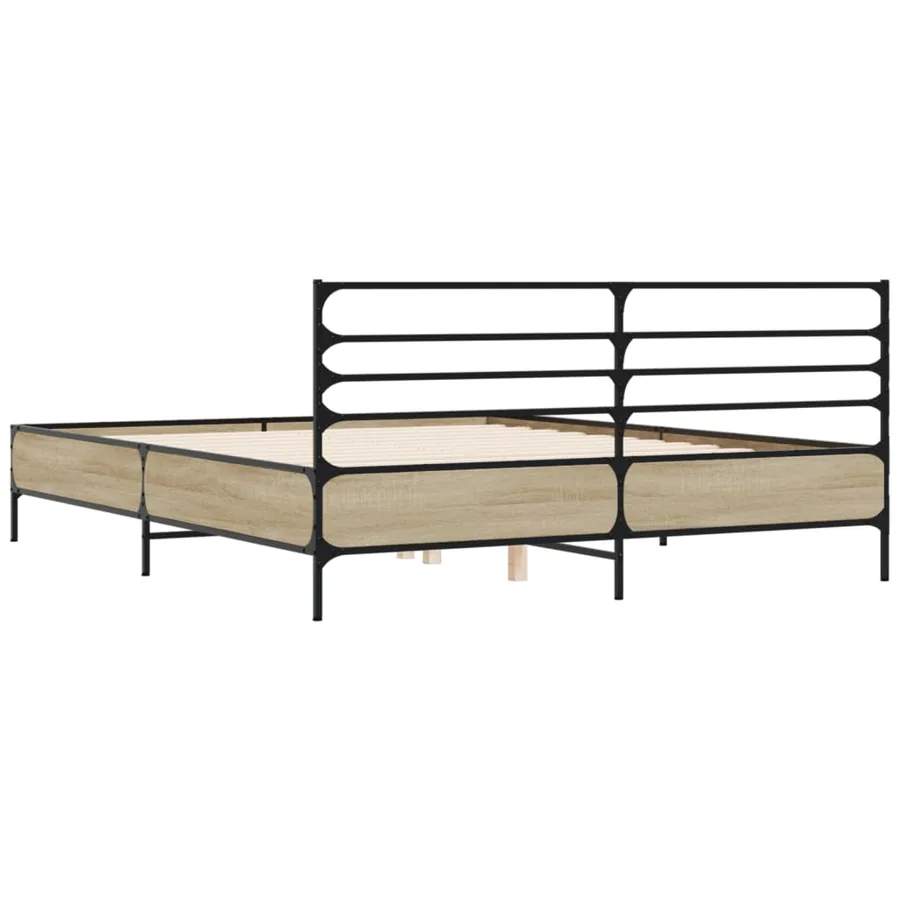 Cadre de lit sans matelas chêne sonoma 160x200 cm - 6