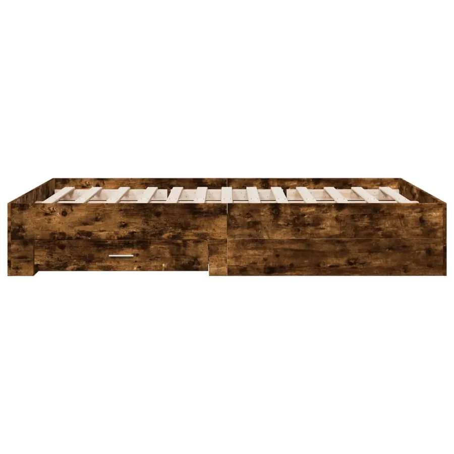 Cadre de lit avec tiroirs sans matelas chêne fumé 120x200 cm - 5