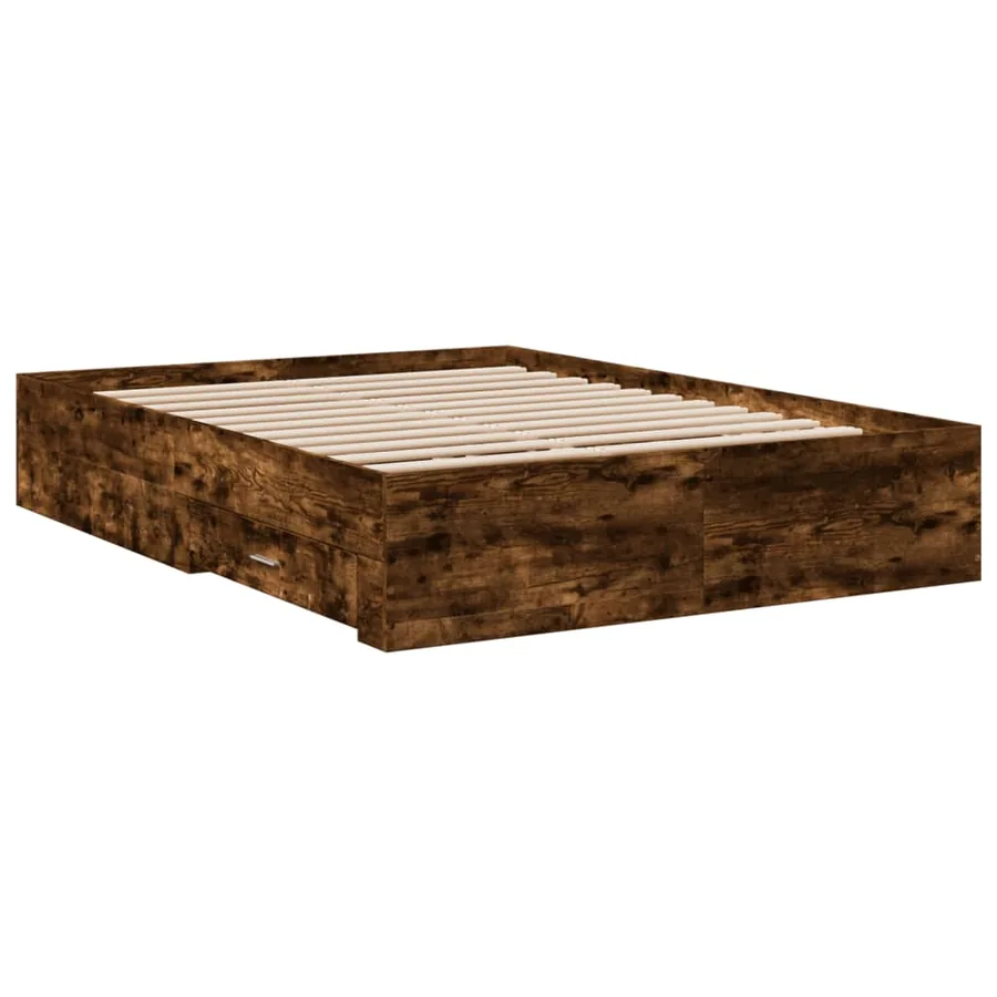 Cadre de lit avec tiroirs sans matelas chêne fumé 120x200 cm - 6