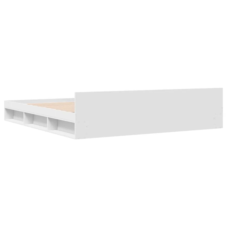 Cadre de lit avec tiroirs sans matelas blanc 200x200 cm - 6