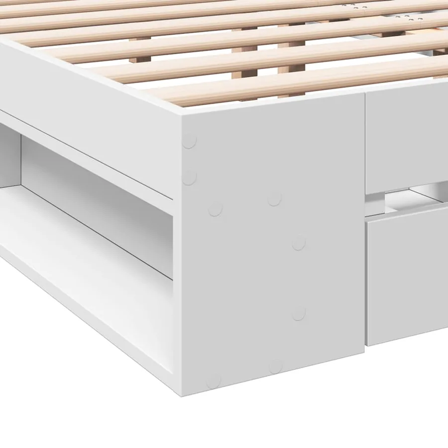 Cadre de lit avec tiroirs sans matelas blanc 200x200 cm - 8
