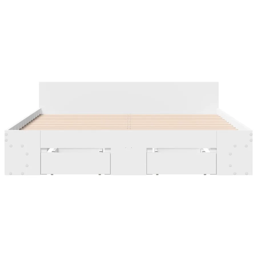 Cadre de lit avec tiroirs sans matelas blanc 120x200 cm - 4
