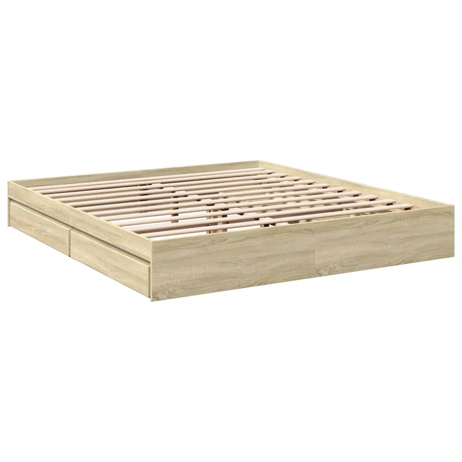 Cadre de lit avec tiroirs sans matelas chêne sonoma 200x200 cm - 3