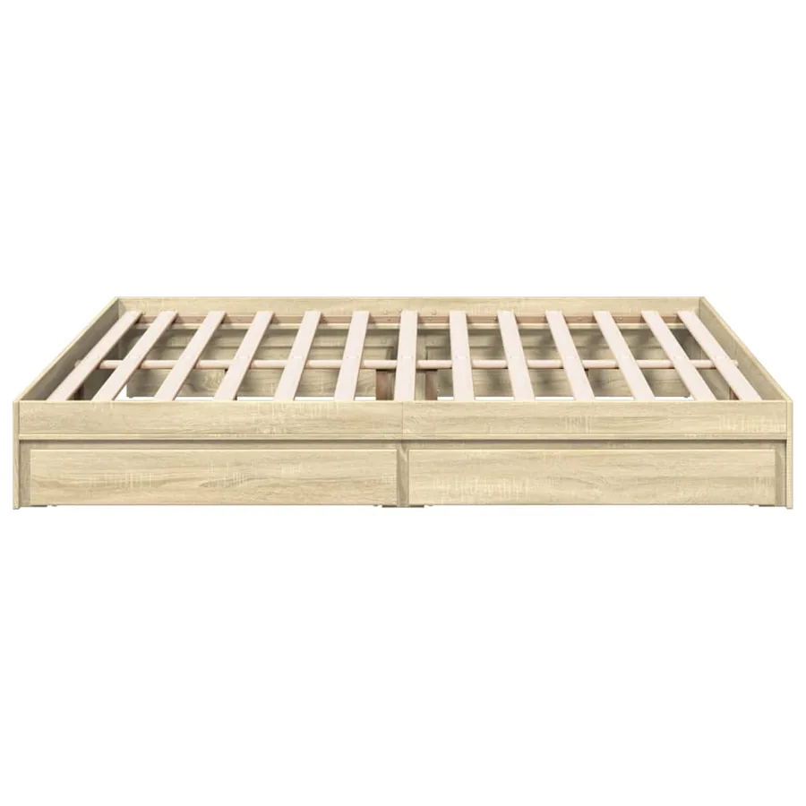Cadre de lit avec tiroirs sans matelas chêne sonoma 200x200 cm - 5