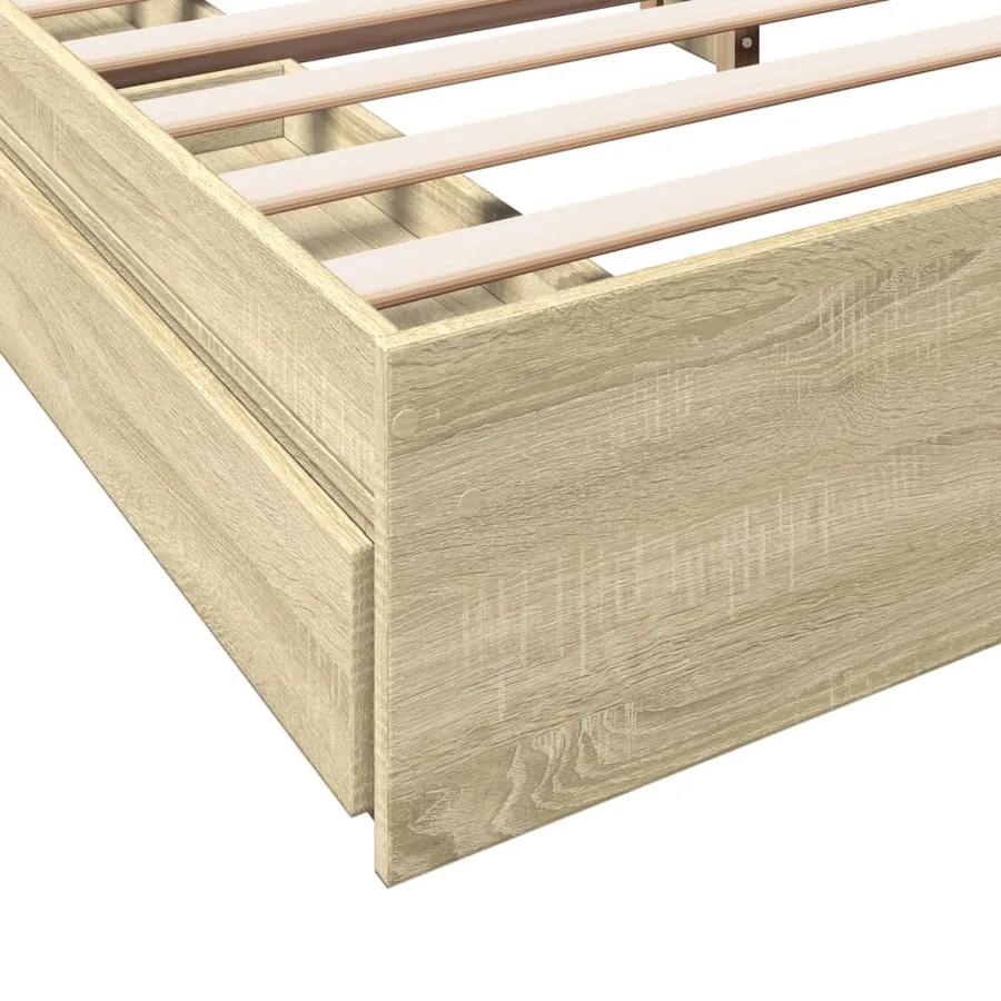 Cadre de lit avec tiroirs sans matelas chêne sonoma 200x200 cm - 8