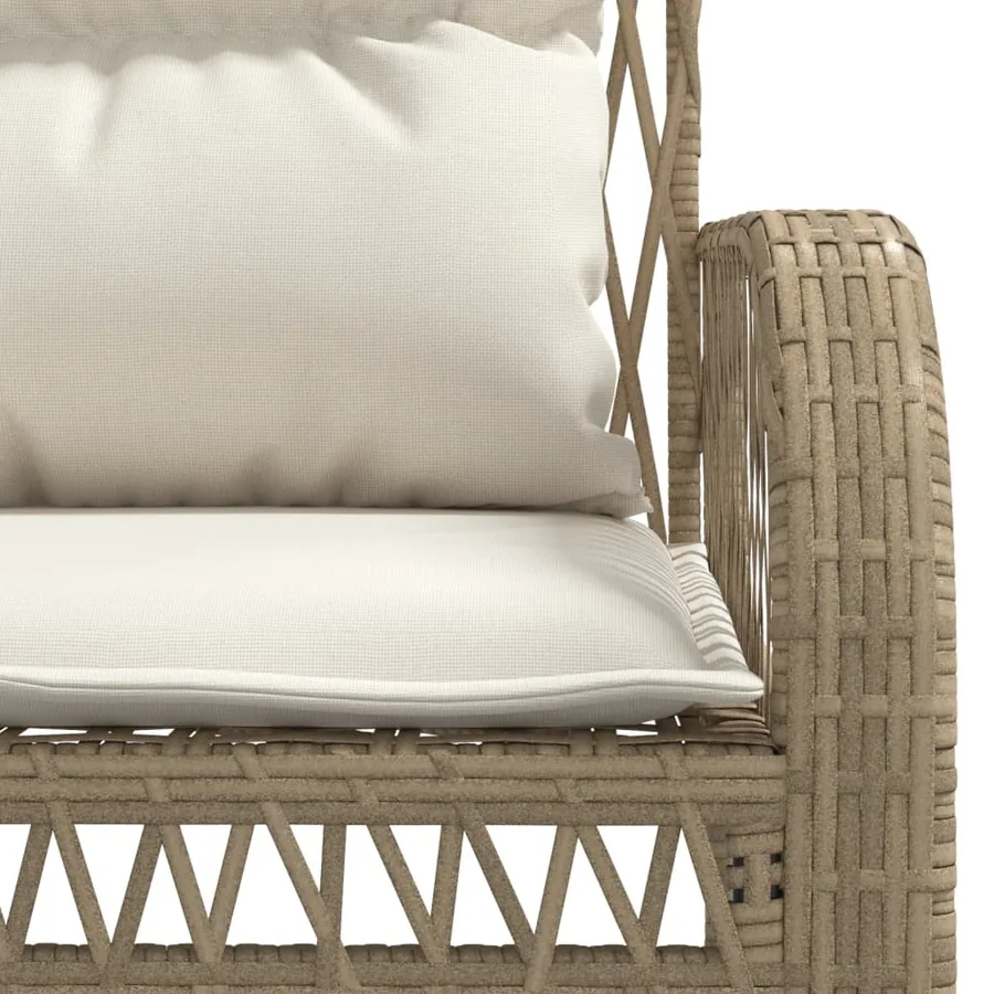 Salon de jardin avec coussins 4 pcs beige résine tressée - 10