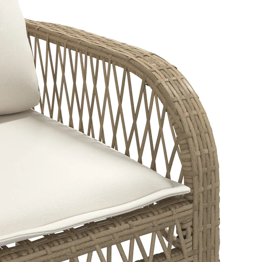 Salon de jardin avec coussins 4 pcs beige résine tressée - 11