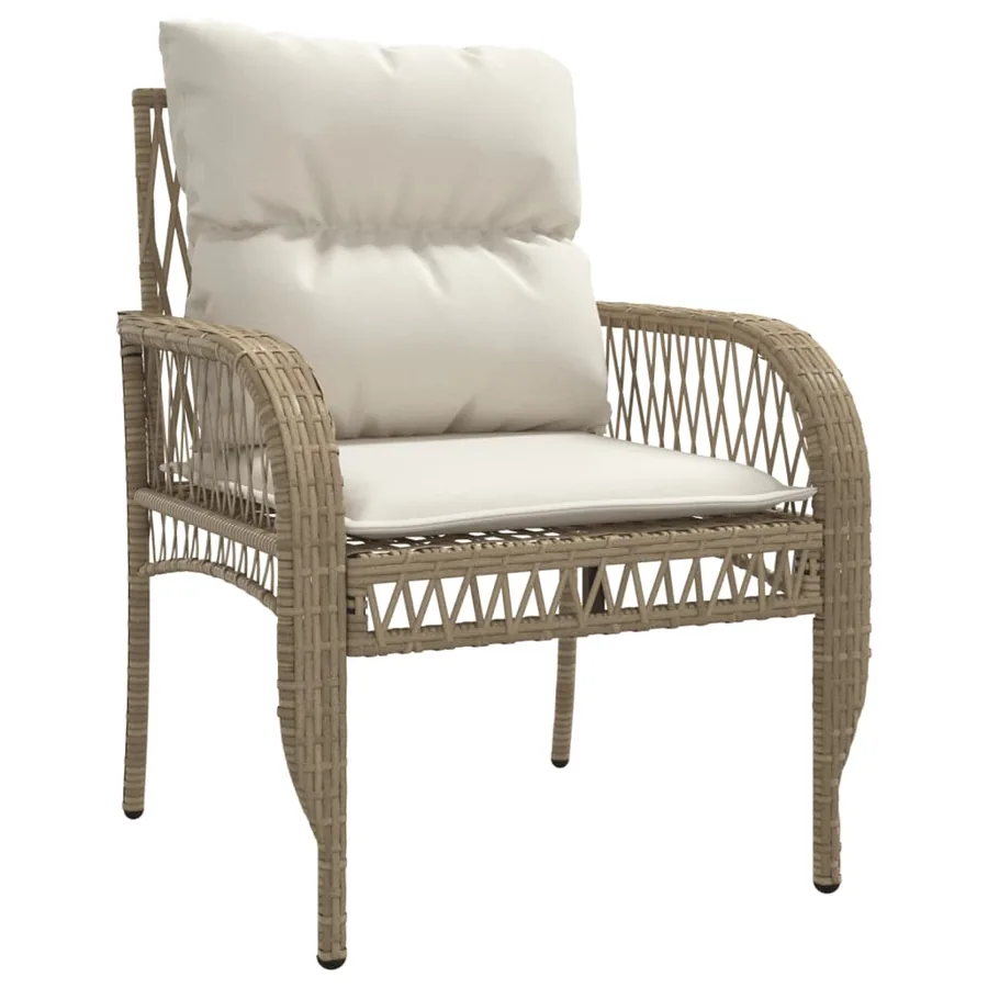 Salon de jardin avec coussins 4 pcs beige résine tressée - 5