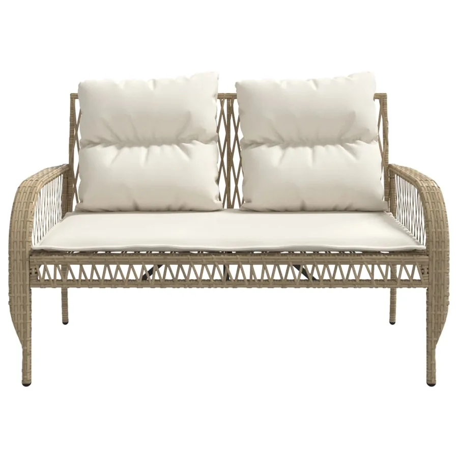 Salon de jardin avec coussins 4 pcs beige résine tressée - 7