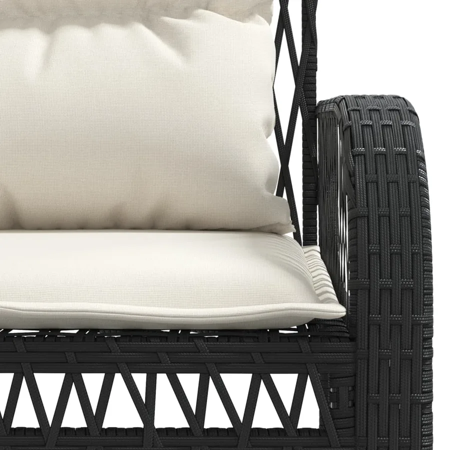 Salon de jardin 4 pcs avec coussins noir résine tressée - 10
