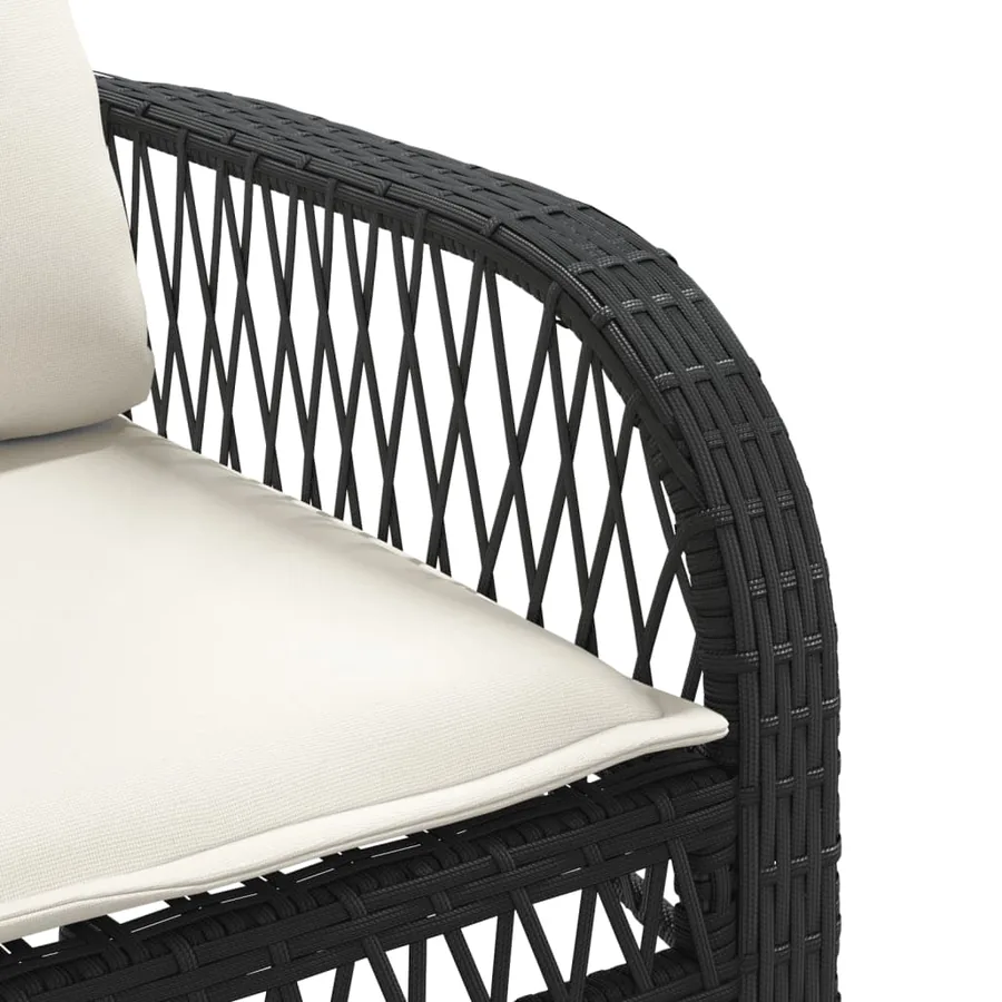 Salon de jardin 4 pcs avec coussins noir résine tressée - 11