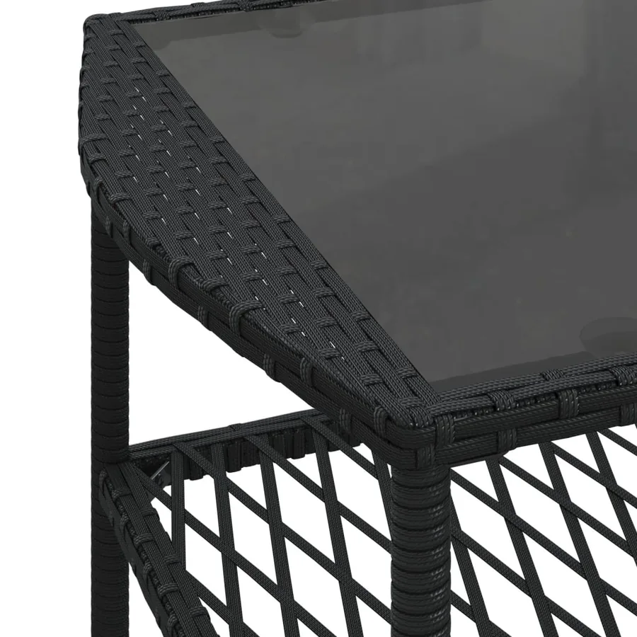 Salon de jardin 4 pcs avec coussins noir résine tressée - 12