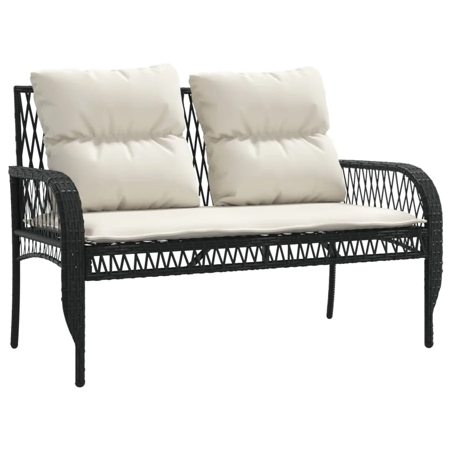 Salon de jardin 4 pcs avec coussins noir résine tressée - 4