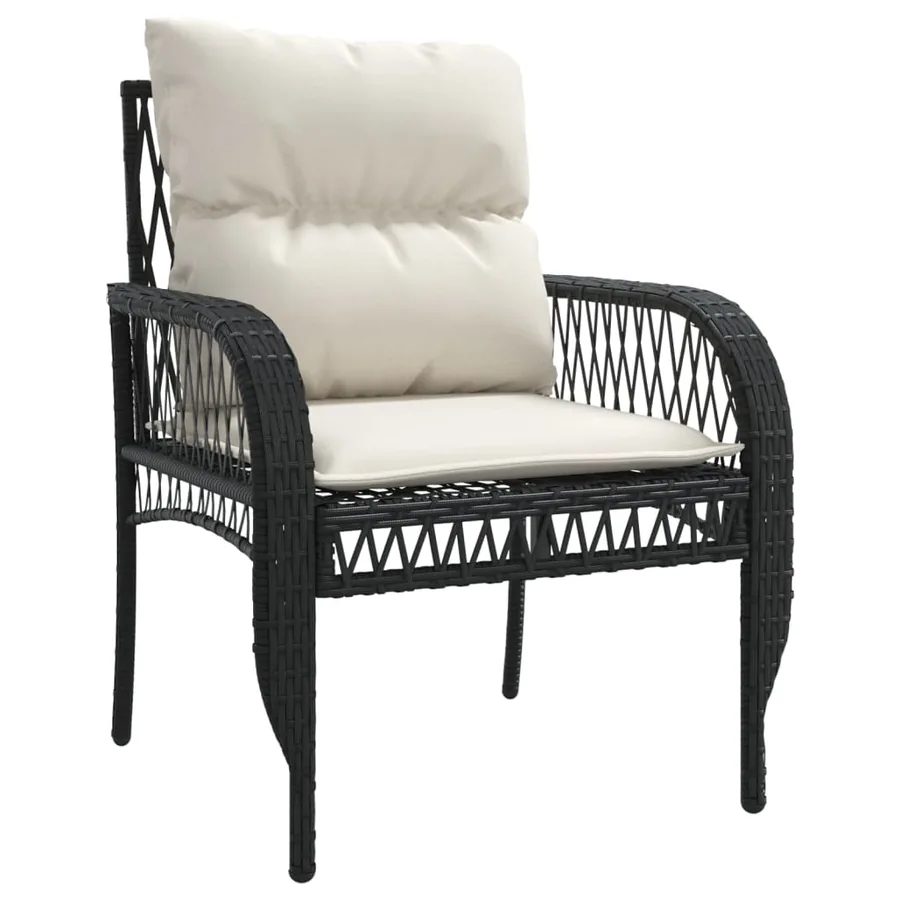 Salon de jardin 4 pcs avec coussins noir résine tressée - 5
