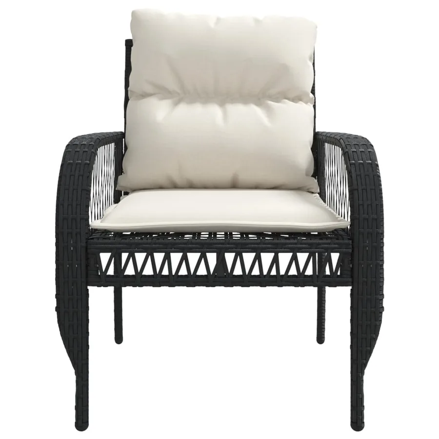 Salon de jardin 4 pcs avec coussins noir résine tressée - 8