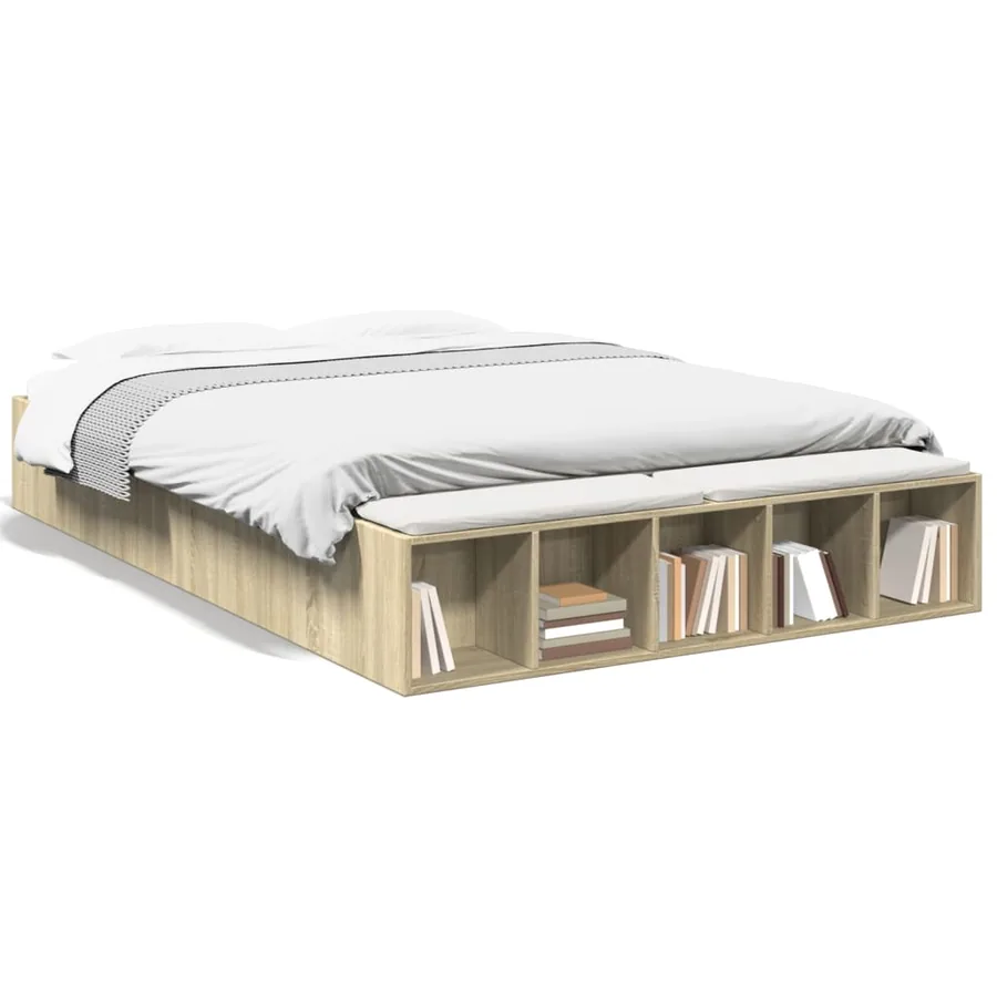 Cadre de lit sans matelas chêne sonoma 140x200 cm - 2