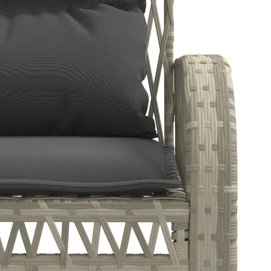 Salon de jardin 4 pcs avec coussins gris clair résine tressée - 10