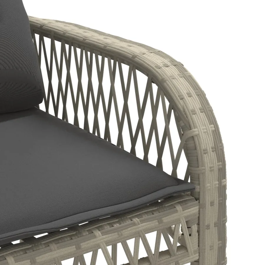 Salon de jardin 4 pcs avec coussins gris clair résine tressée - 11