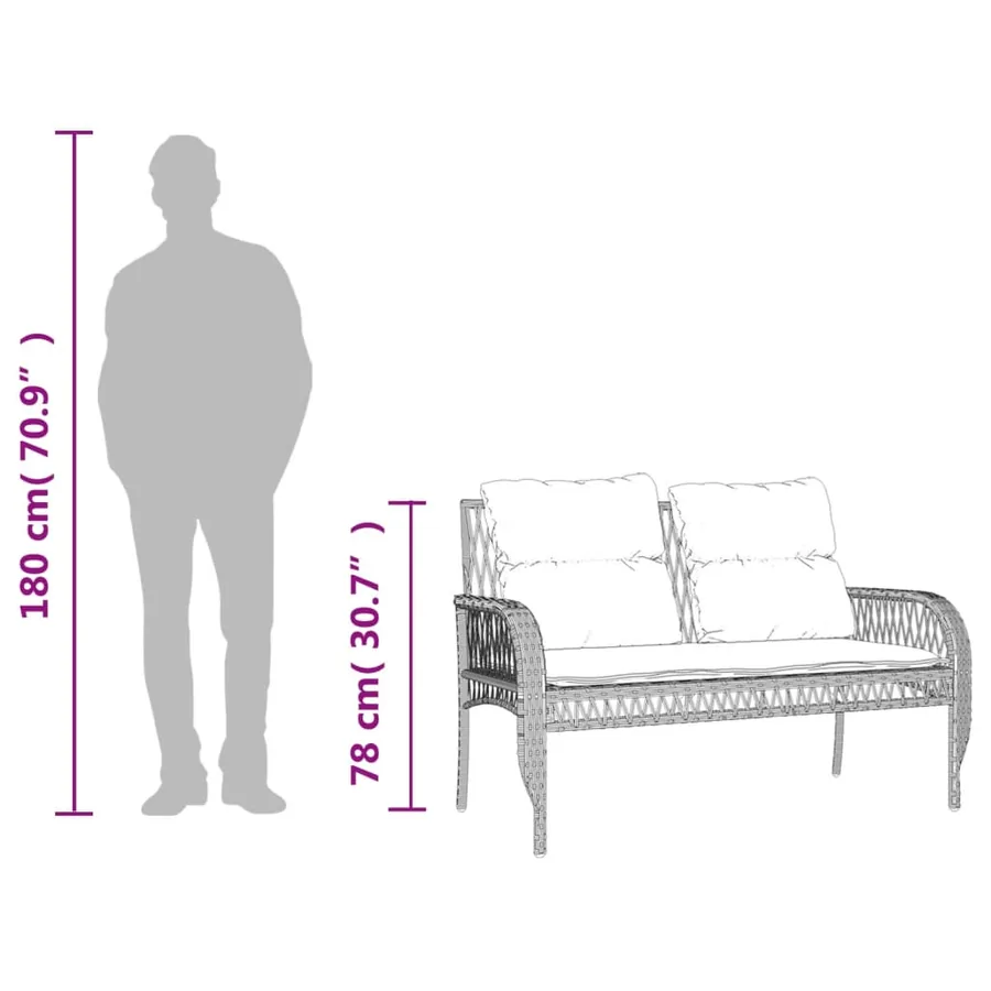Salon de jardin 4 pcs avec coussins gris clair résine tressée - 13