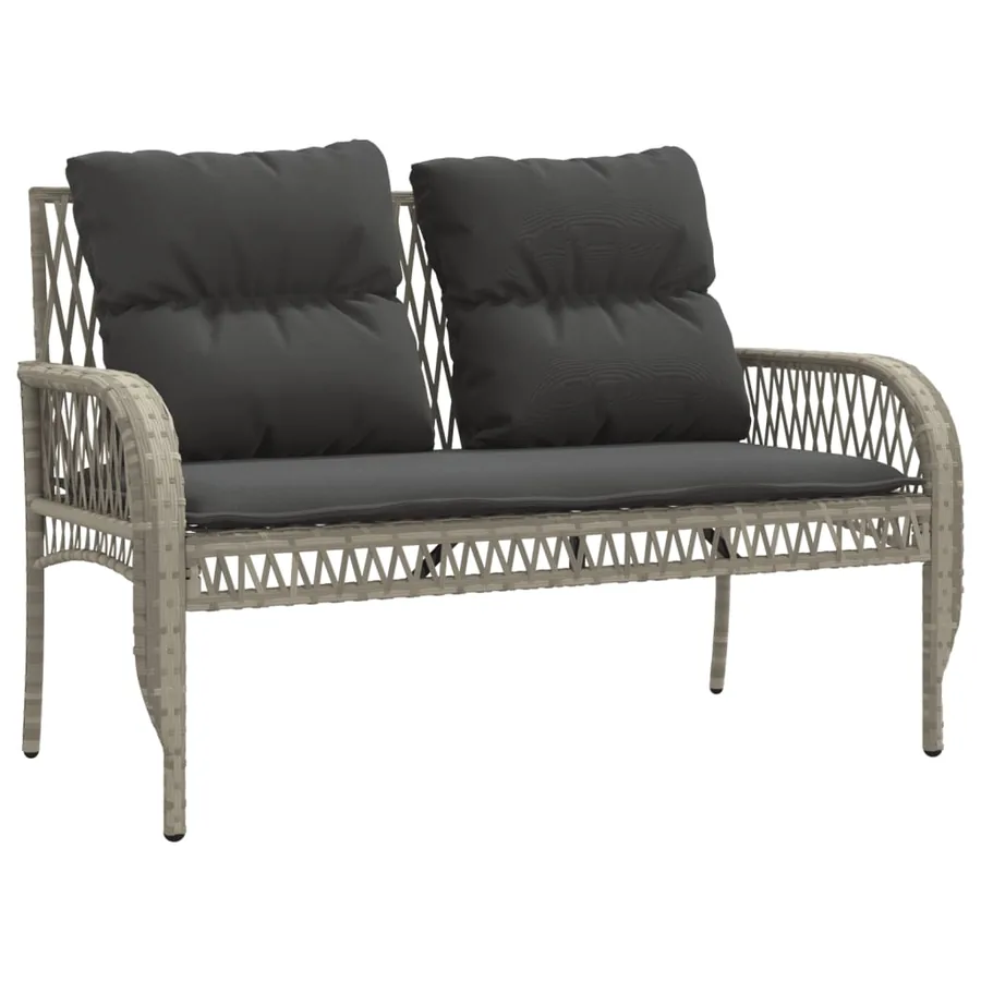 Salon de jardin 4 pcs avec coussins gris clair résine tressée - 4