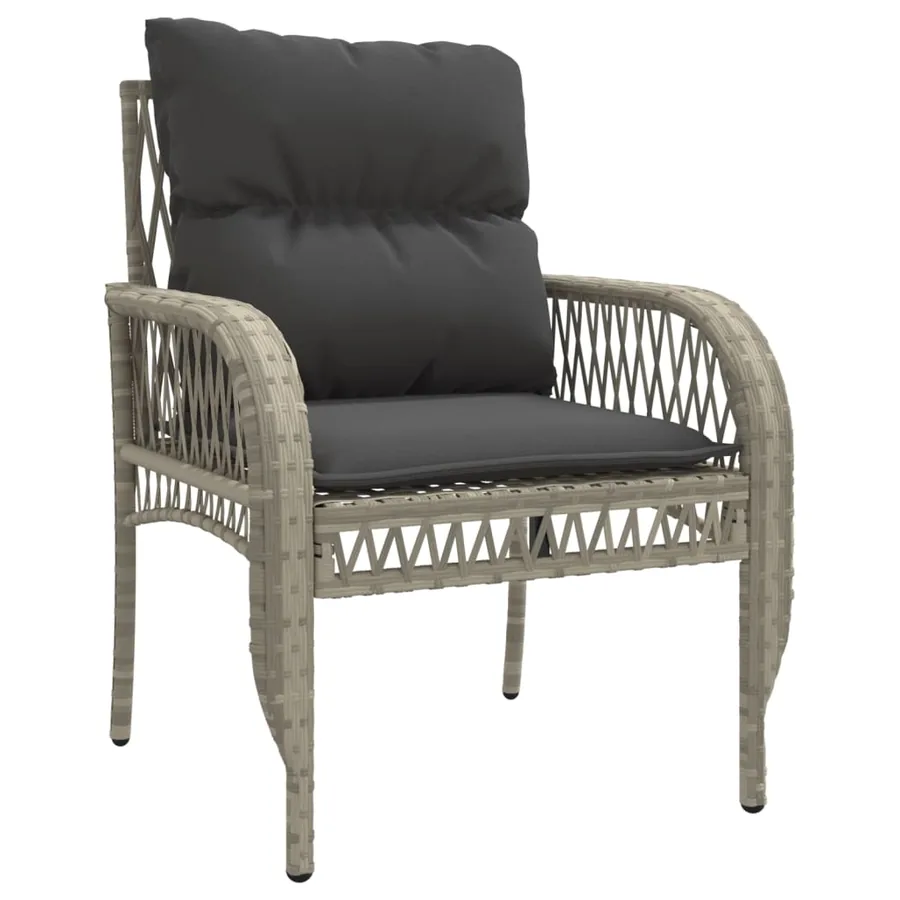 Salon de jardin 4 pcs avec coussins gris clair résine tressée - 5