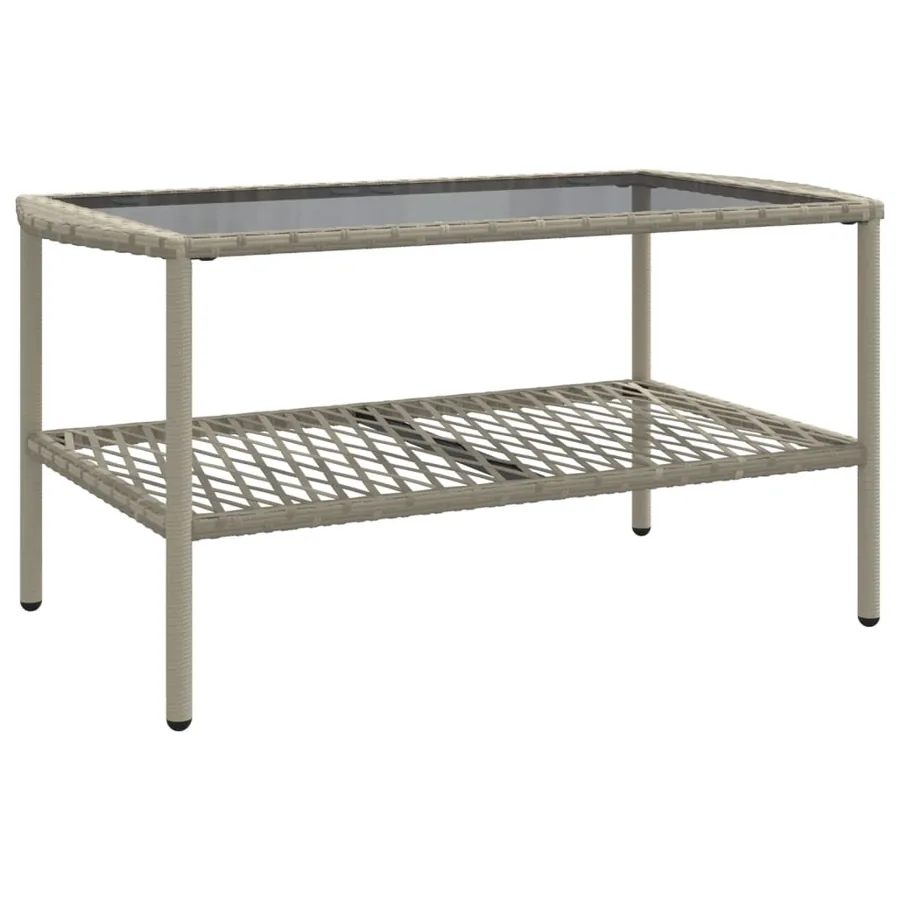 Salon de jardin 4 pcs avec coussins gris clair résine tressée - 6