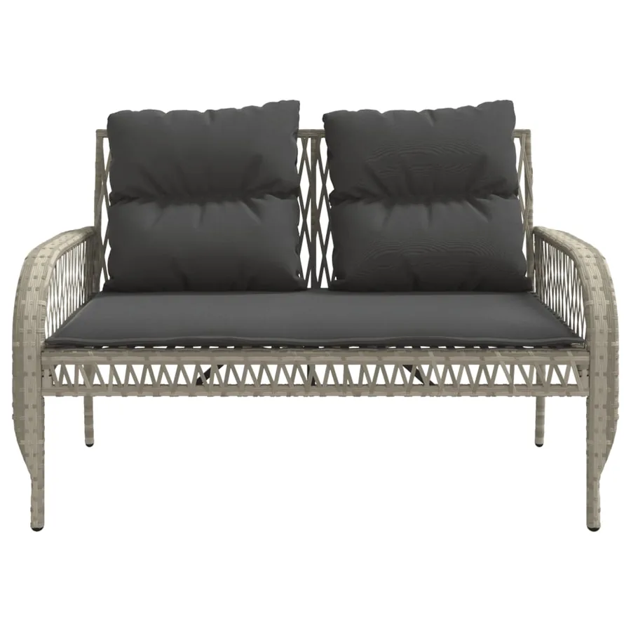 Salon de jardin 4 pcs avec coussins gris clair résine tressée - 7