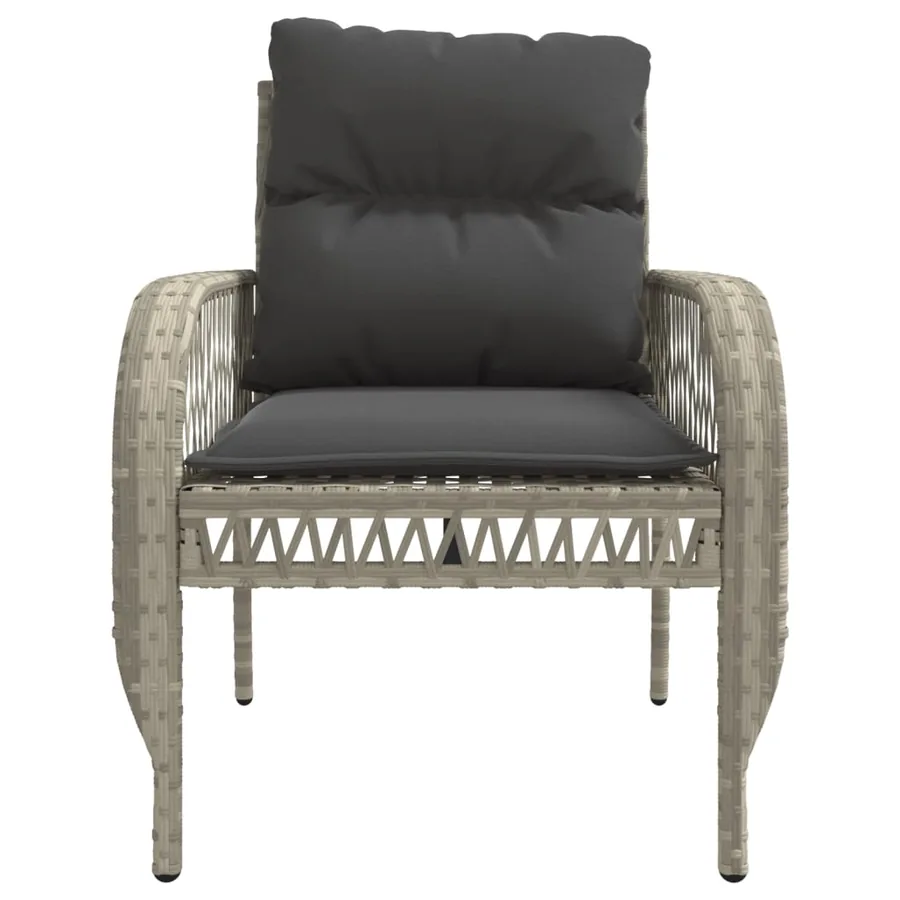 Salon de jardin 4 pcs avec coussins gris clair résine tressée - 8