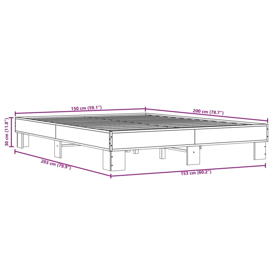 Cadre de lit sans matelas chêne sonoma 150x200 cm - 9