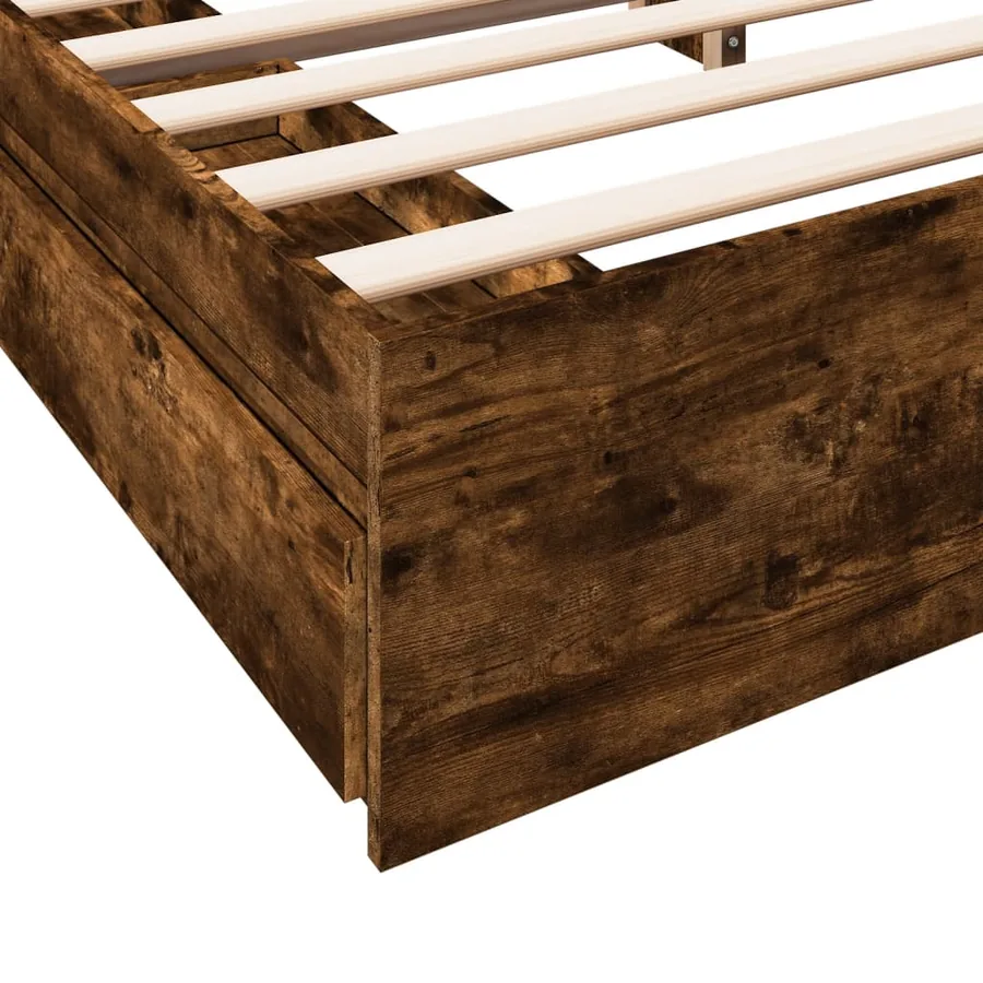 Cadre de lit avec tiroirs sans matelas chêne fumé 200x200 cm - 8