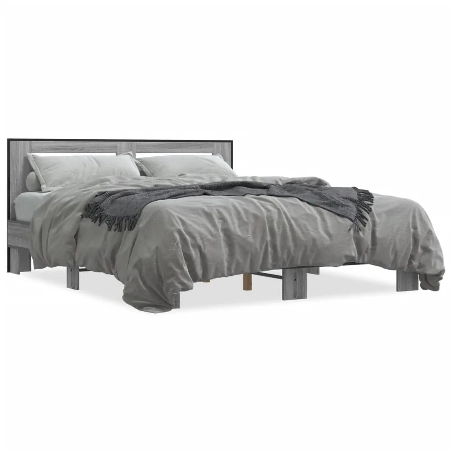 Cadre de lit sans matelas sonoma gris 150x200 cm - 2