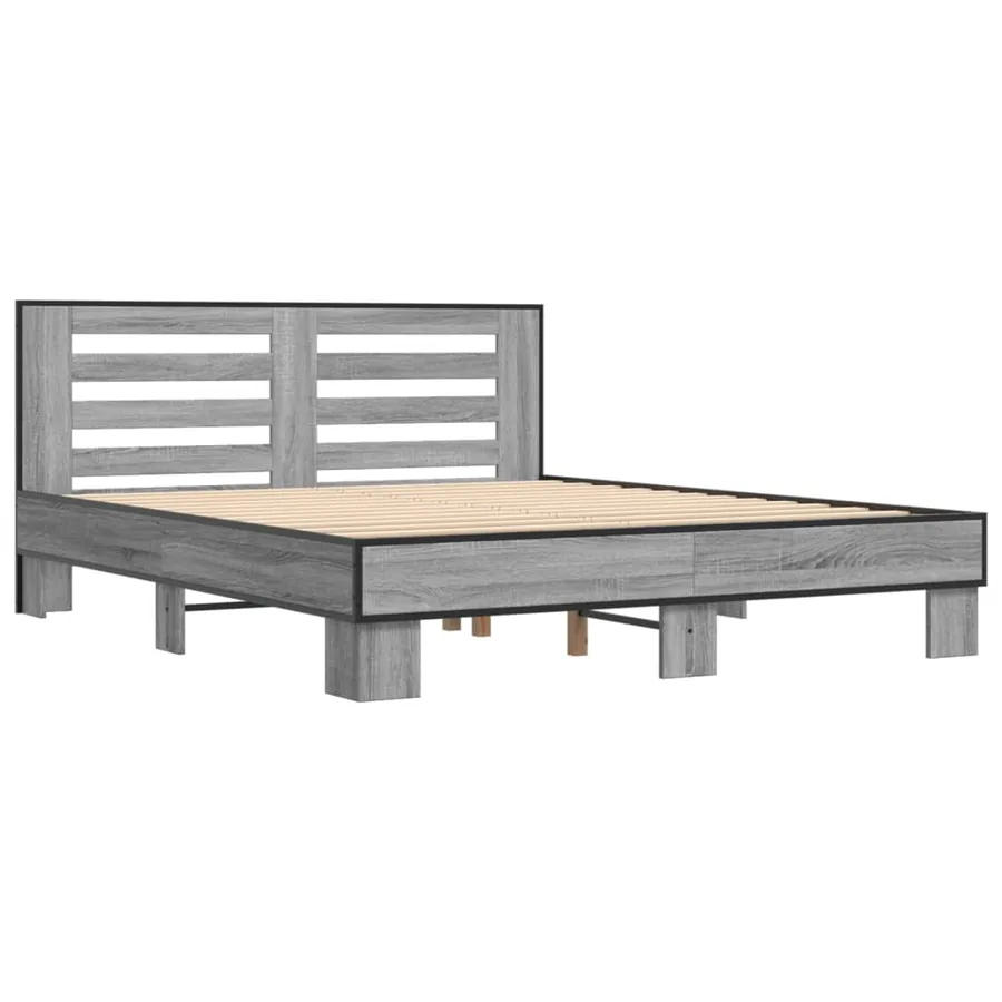 Cadre de lit sans matelas sonoma gris 150x200 cm - 3