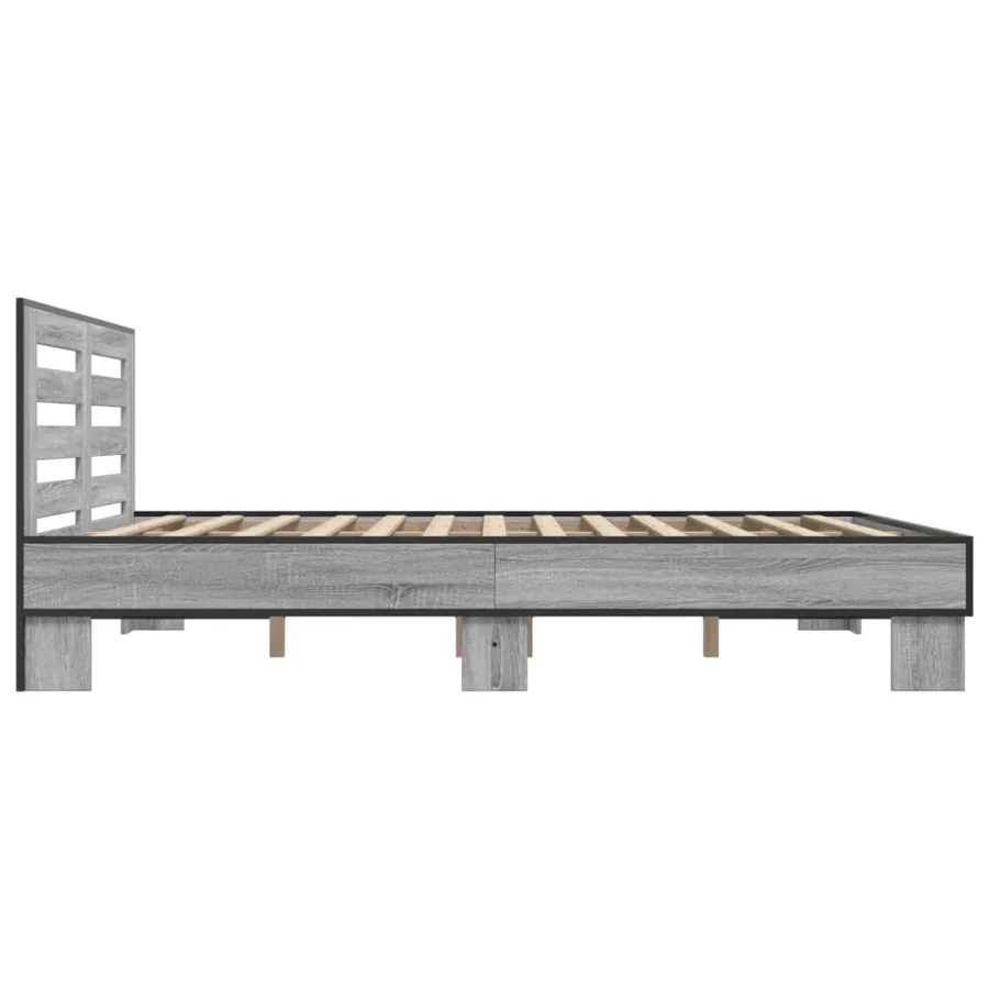 Cadre de lit sans matelas sonoma gris 150x200 cm - 5