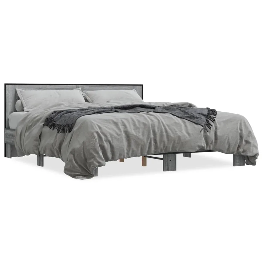Cadre de lit sans matelas sonoma gris 200x200 cm - 2