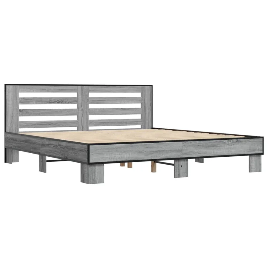 Cadre de lit sans matelas sonoma gris 200x200 cm - 3