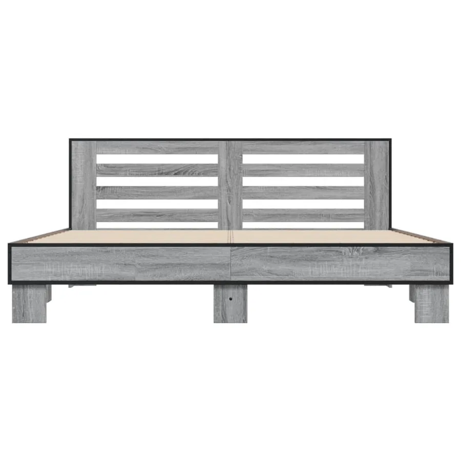 Cadre de lit sans matelas sonoma gris 200x200 cm - 4