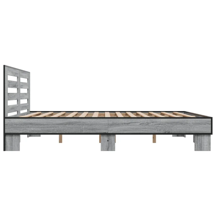 Cadre de lit sans matelas sonoma gris 200x200 cm - 5