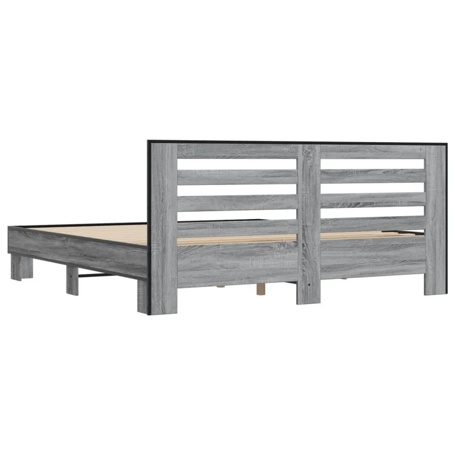 Cadre de lit sans matelas sonoma gris 200x200 cm - 6