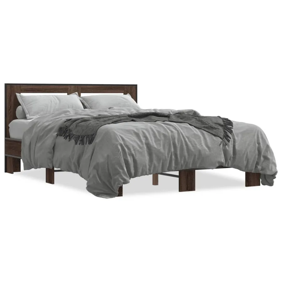 Cadre de lit sans matelas chêne marron 140x190 cm - 2