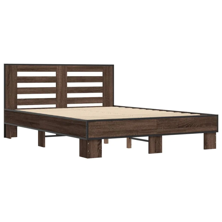 Cadre de lit sans matelas chêne marron 140x190 cm - 3