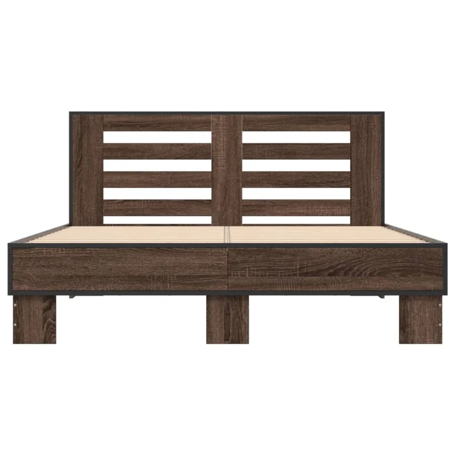 Cadre de lit sans matelas chêne marron 140x190 cm - 4