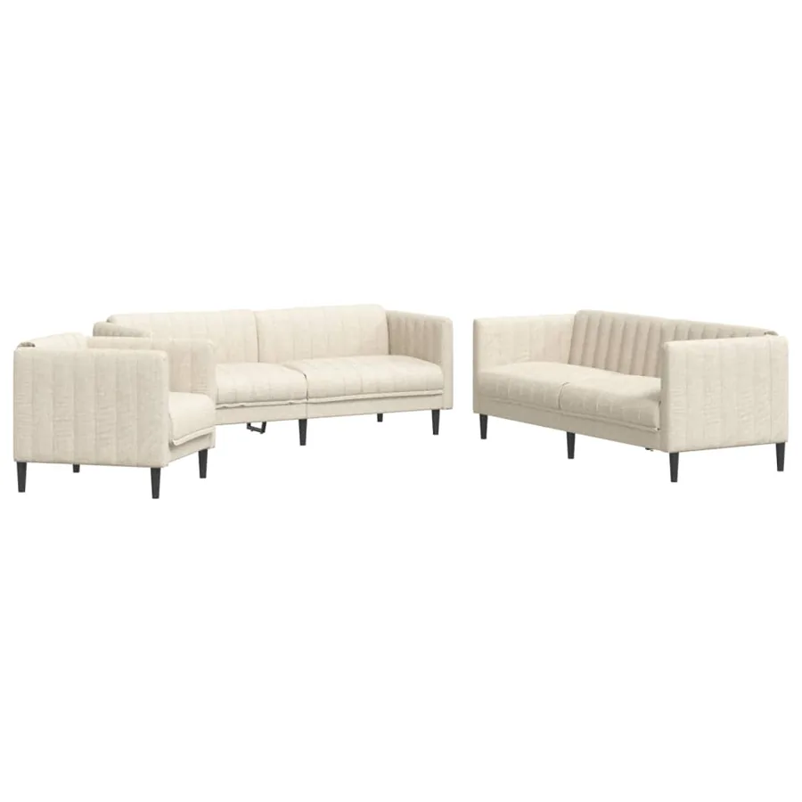 Ensemble de canapés 3 pcs crème tissu - 2