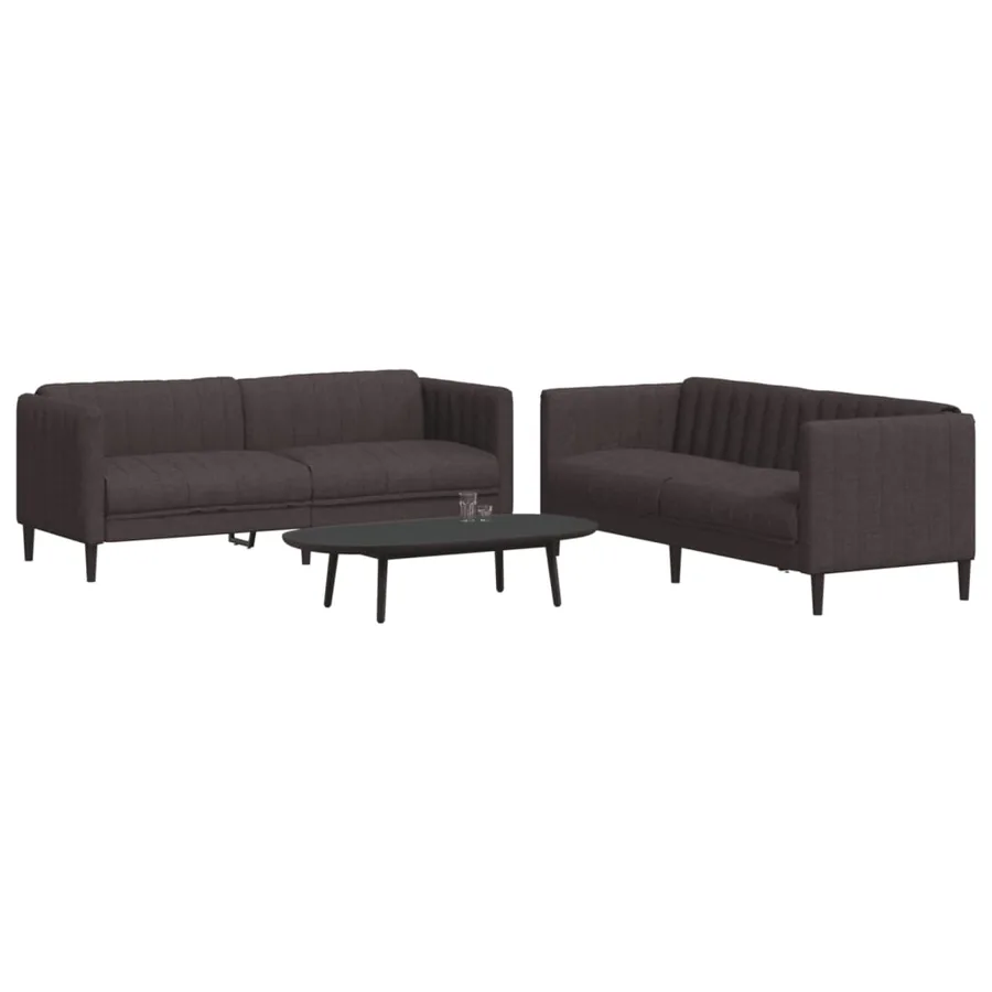 Ensemble de canapés 2 pcs marron foncé tissu