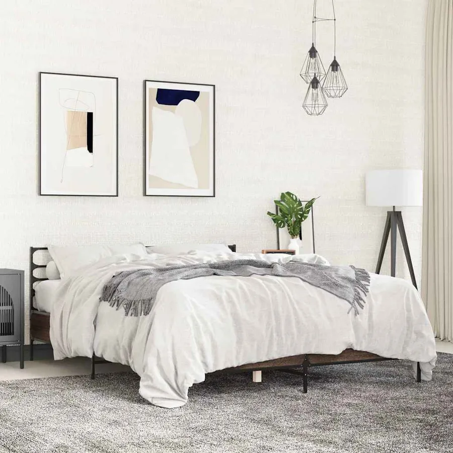 Cadre de lit sans matelas chêne marron 150x200 cm