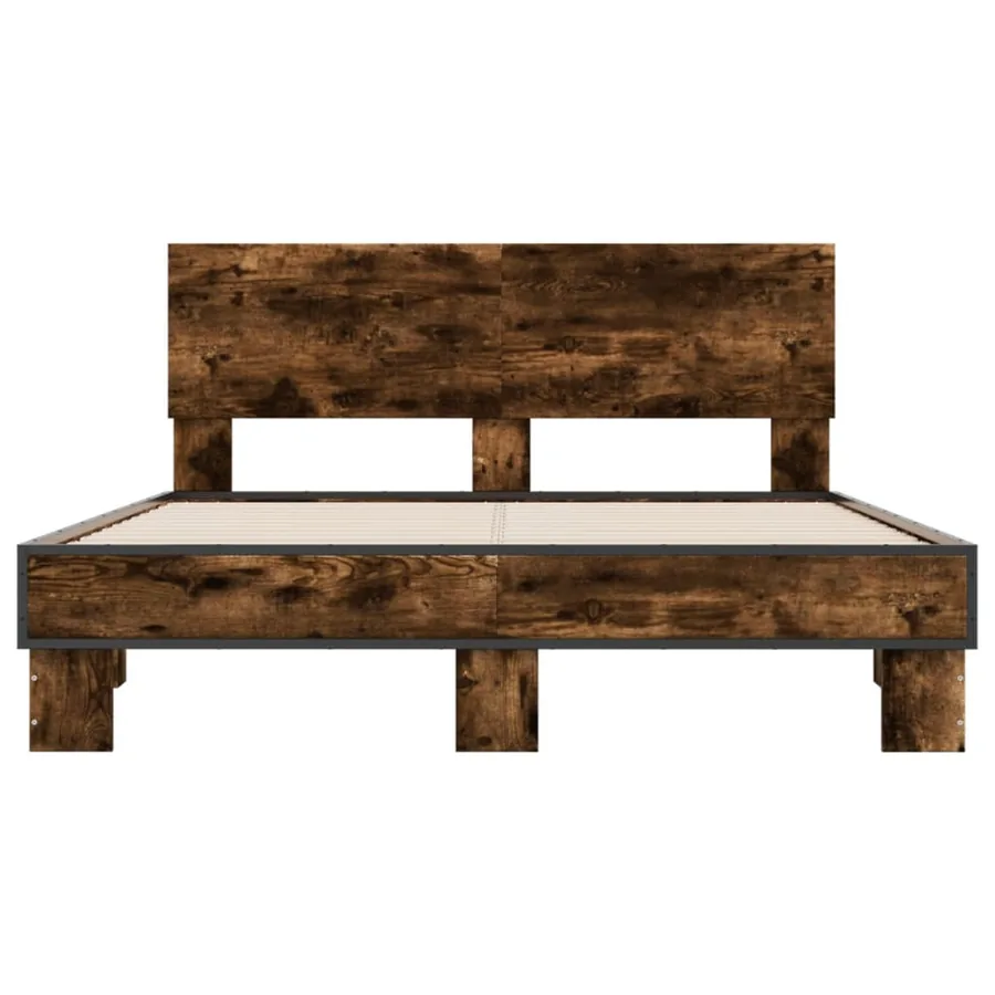 Cadre de lit sans matelas chêne fumé 140x200 cm - 4
