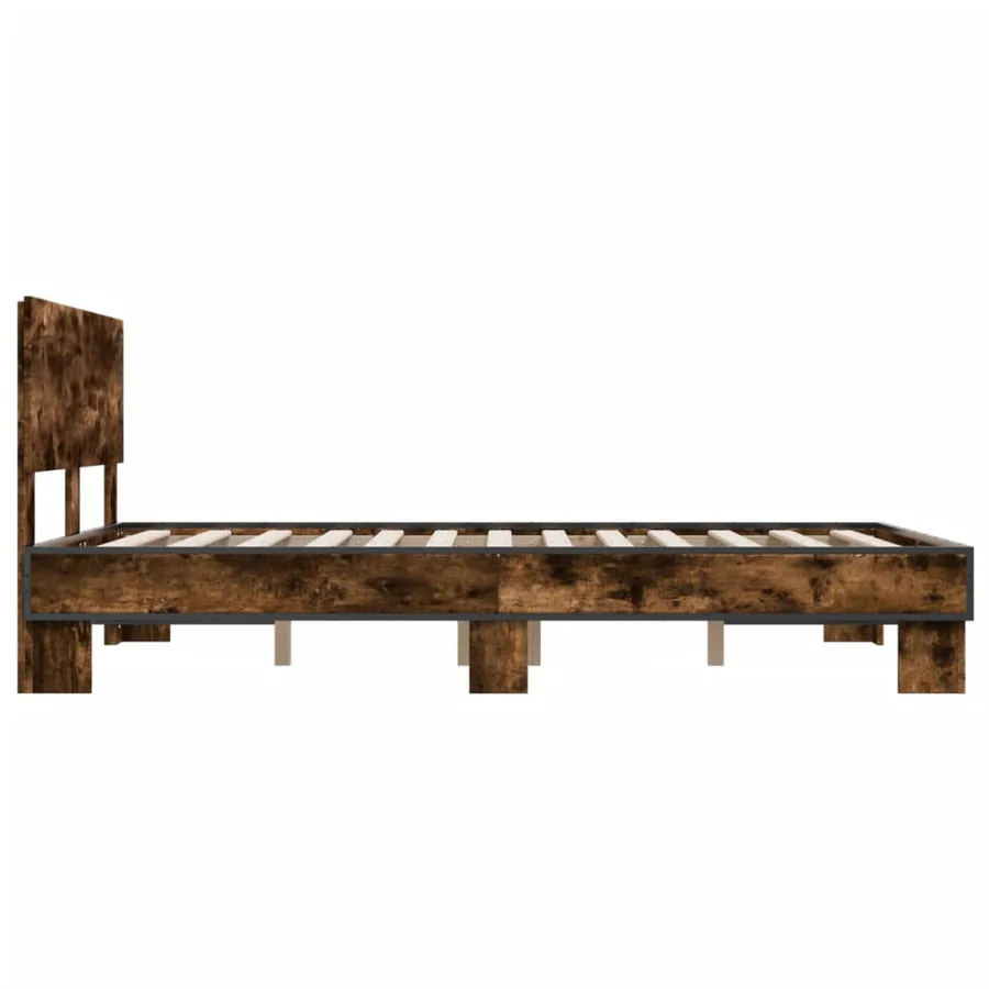 Cadre de lit sans matelas chêne fumé 140x200 cm - 5