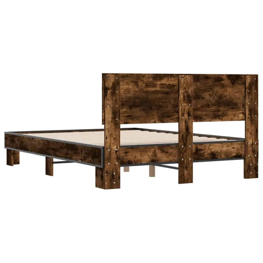 Cadre de lit sans matelas chêne fumé 140x200 cm - 6