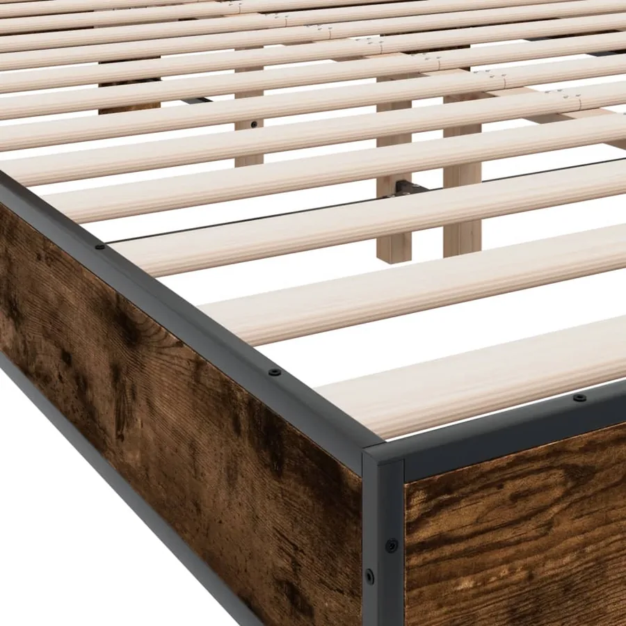 Cadre de lit sans matelas chêne fumé 140x200 cm - 7