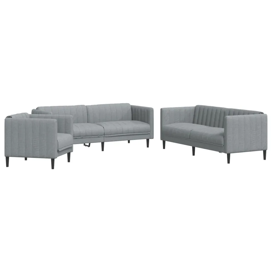 Ensemble de canapés 3 pcs gris clair tissu - 2